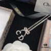 Dior New Letter Bow Diamond-Inlaid Elegant and Sweet Necklace
