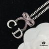 Dior New Letter Bow Diamond-Inlaid Elegant and Sweet Necklace
