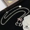 Dior New Letter Bow Diamond-Inlaid Elegant and Sweet Necklace