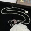 Dior New Letter Bow Diamond-Inlaid Elegant and Sweet Necklace