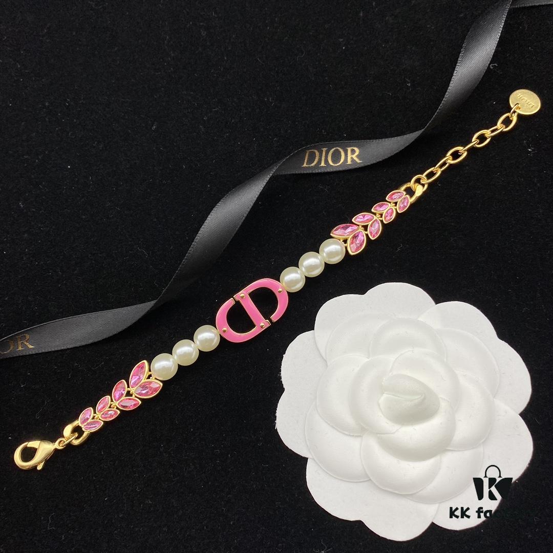Dior New Style Letter Pearl Resin Rhinestone Inlaid Fashion Elegance