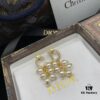 Dior New Style Letter Pearl Inlaid Diamond Elegant Retro Stud Earrings