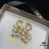 Dior New Style Letter Pearl Inlaid Diamond Elegant Retro Stud Earrings