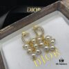 Dior New Style Letter Pearl Inlaid Diamond Elegant Retro Stud Earrings