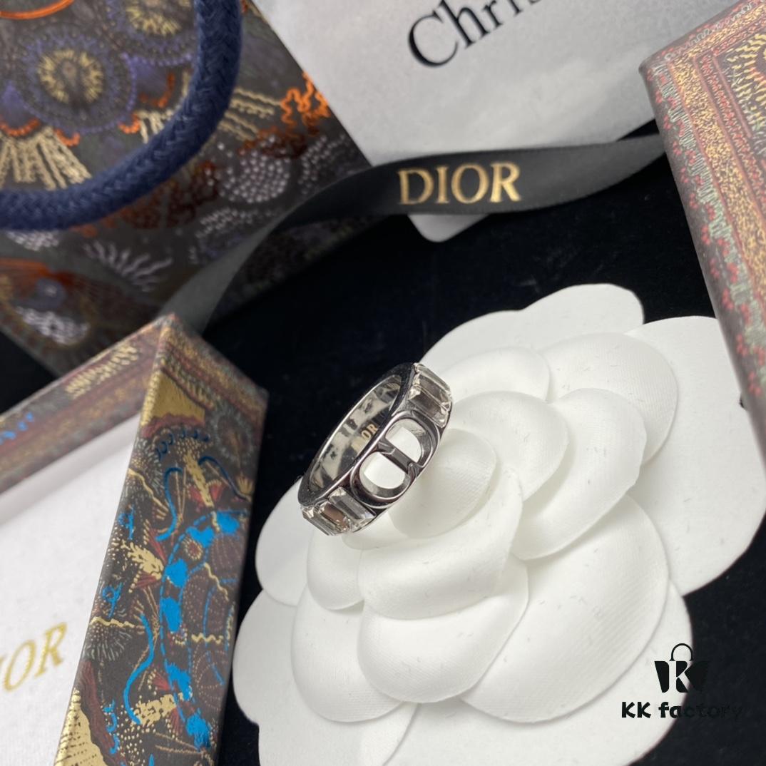 DIOR New Diamond-Paved Letter Fashion Elegant Open Ring