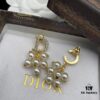 Dior New Style Letter Pearl Inlaid Diamond Elegant Retro Stud Earrings