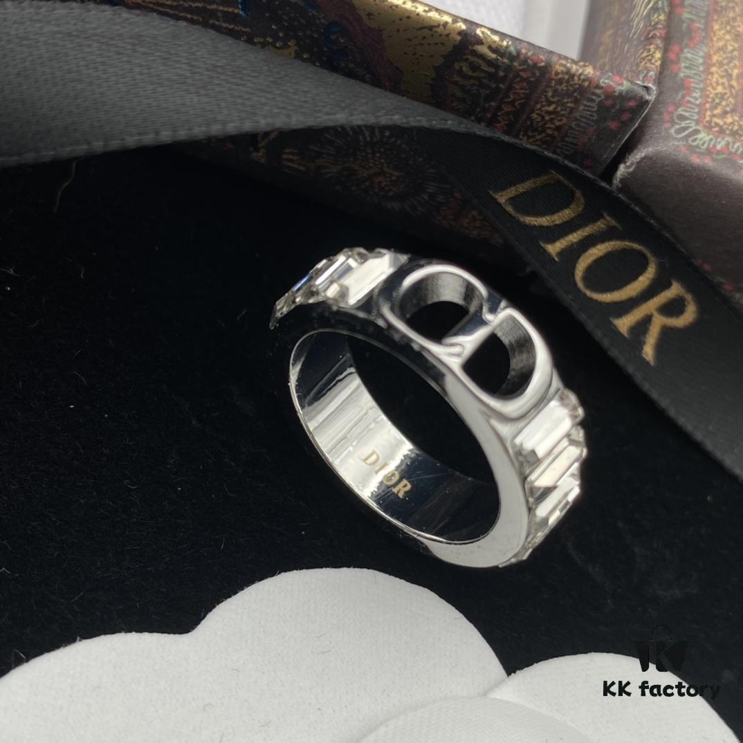 DIOR New Diamond-Paved Letter Fashion Elegant Open Ring