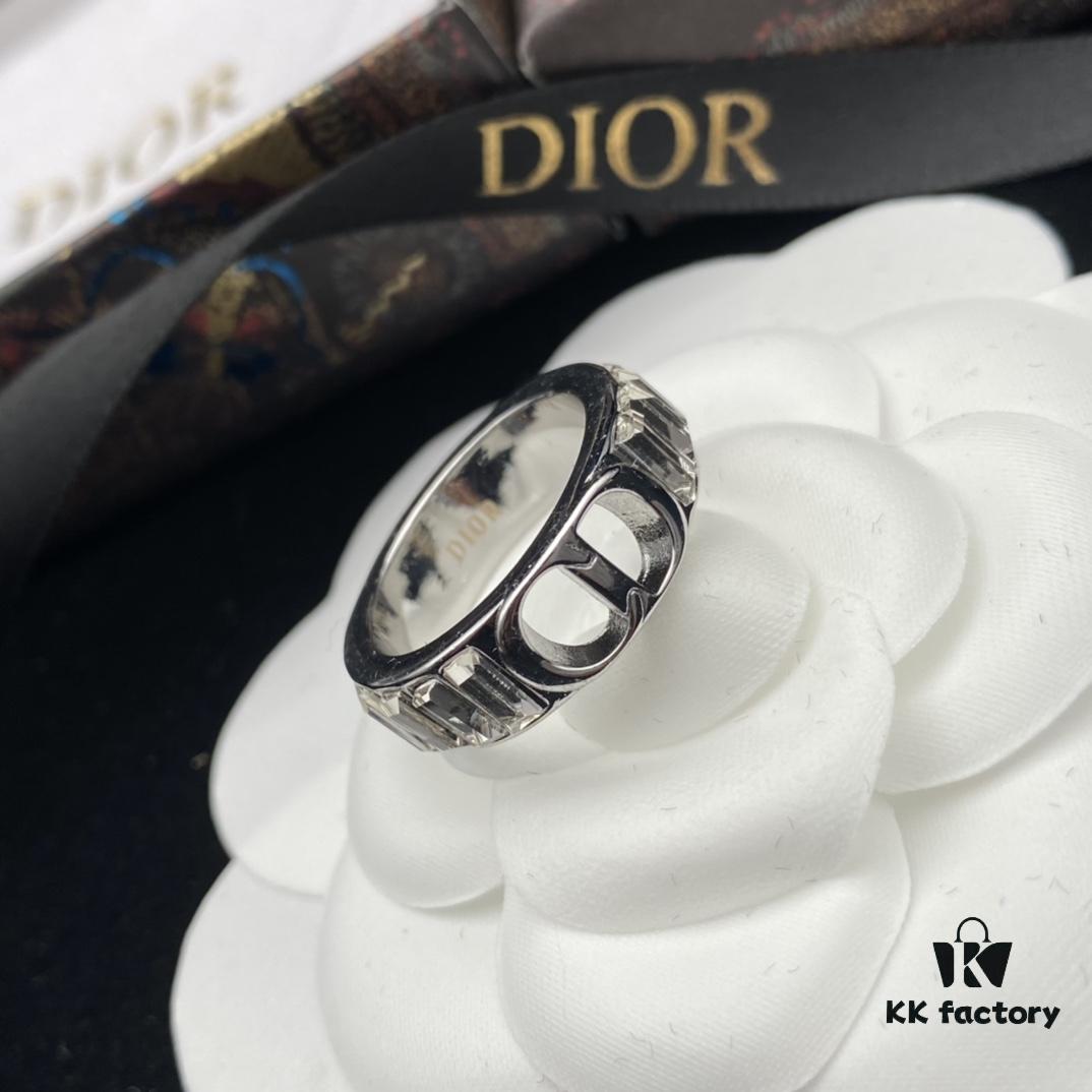 DIOR New Diamond-Paved Letter Fashion Elegant Open Ring