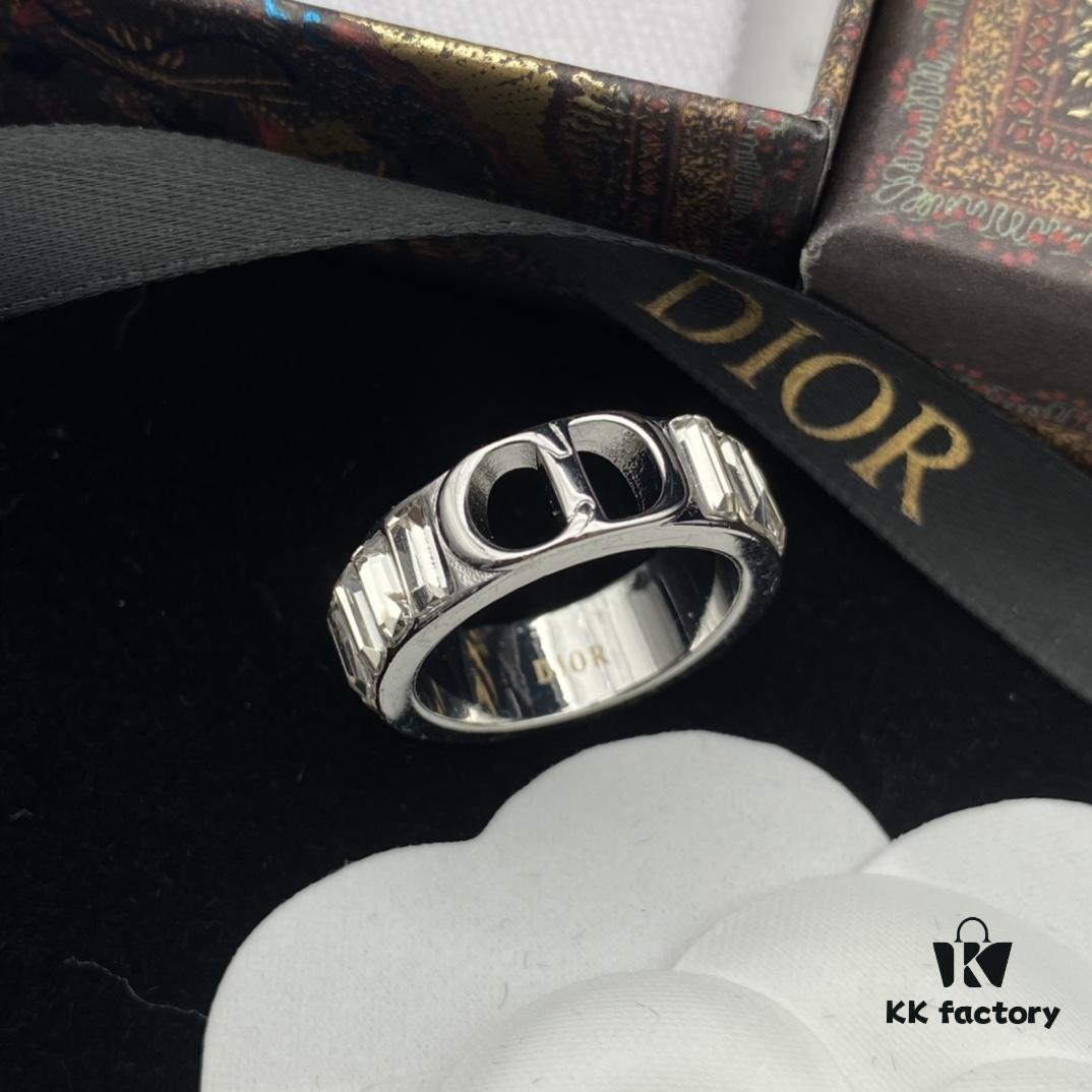 DIOR New Diamond-Paved Letter Fashion Elegant Open Ring