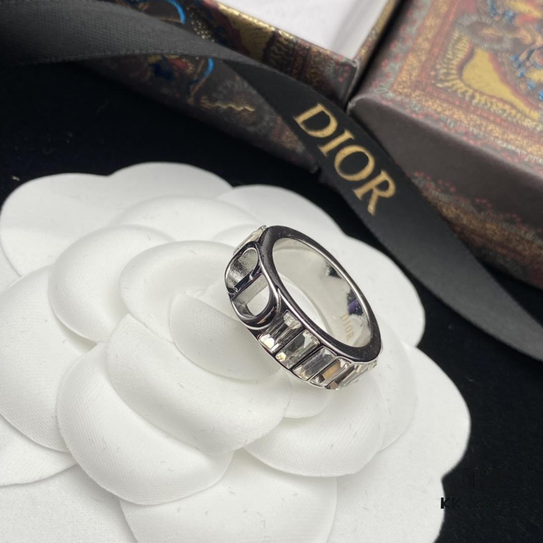 DIOR New Diamond-Paved Letter Fashion Elegant Open Ring