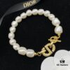 Dior New Letter Pearl Inlaid Diamond Elegant Retro Set Necklace