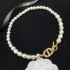 Dior New Letter Pearl Inlaid Diamond Elegant Retro Set Necklace