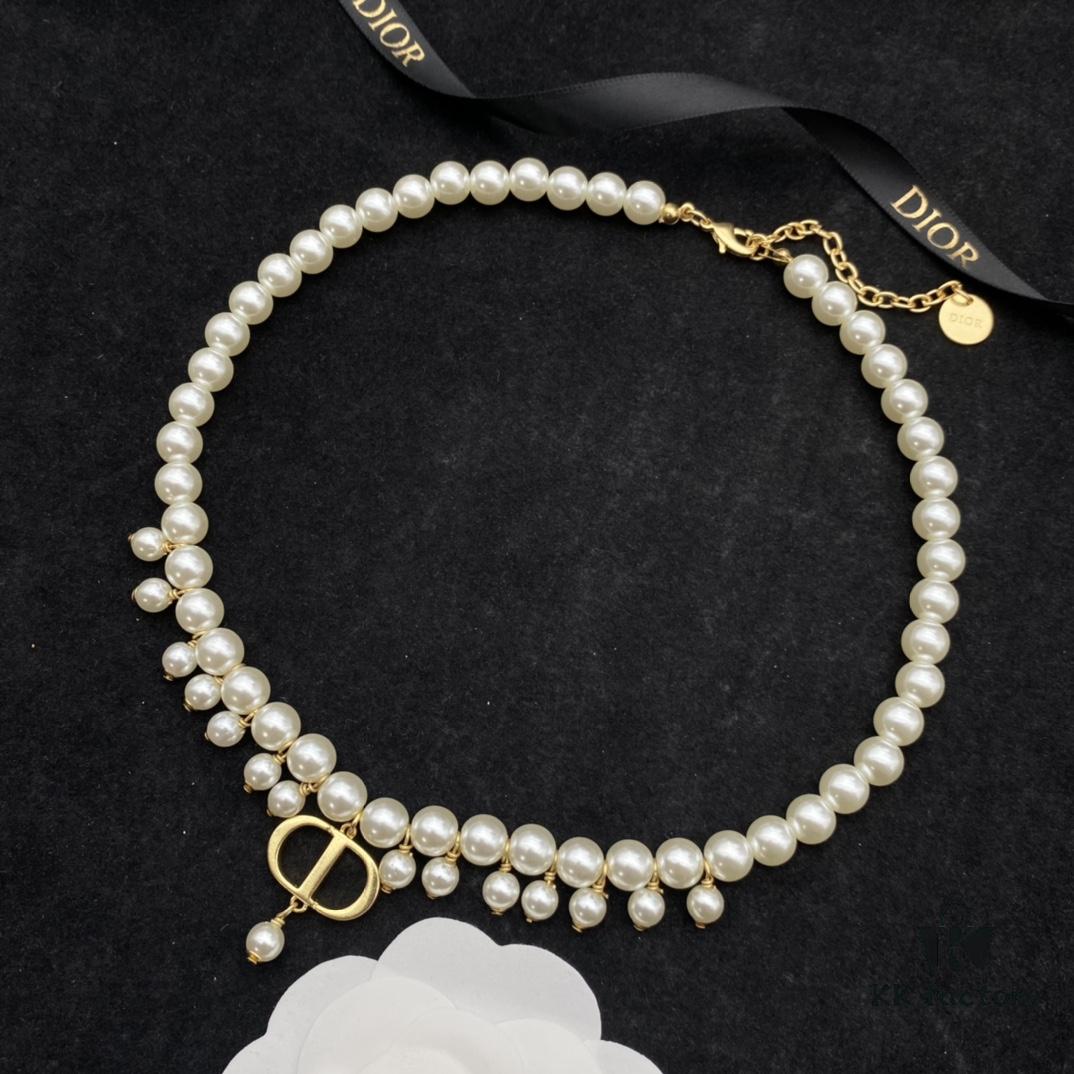 Dior New Letter Pearl Elegant Vintage Necklace and Bracelet