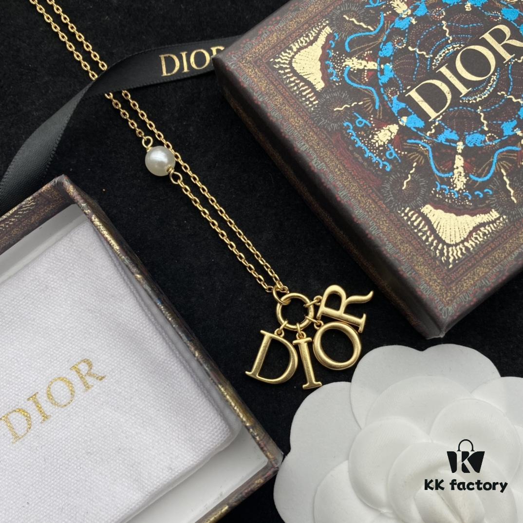 Dior New Style Letter Pearl Fashion Elegant Necklace and Bracelet