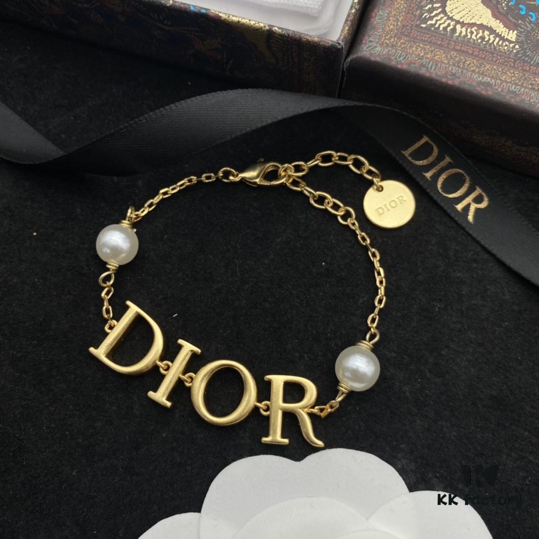 Dior New Style Letter Pearl Fashion Elegant Necklace and Bracelet