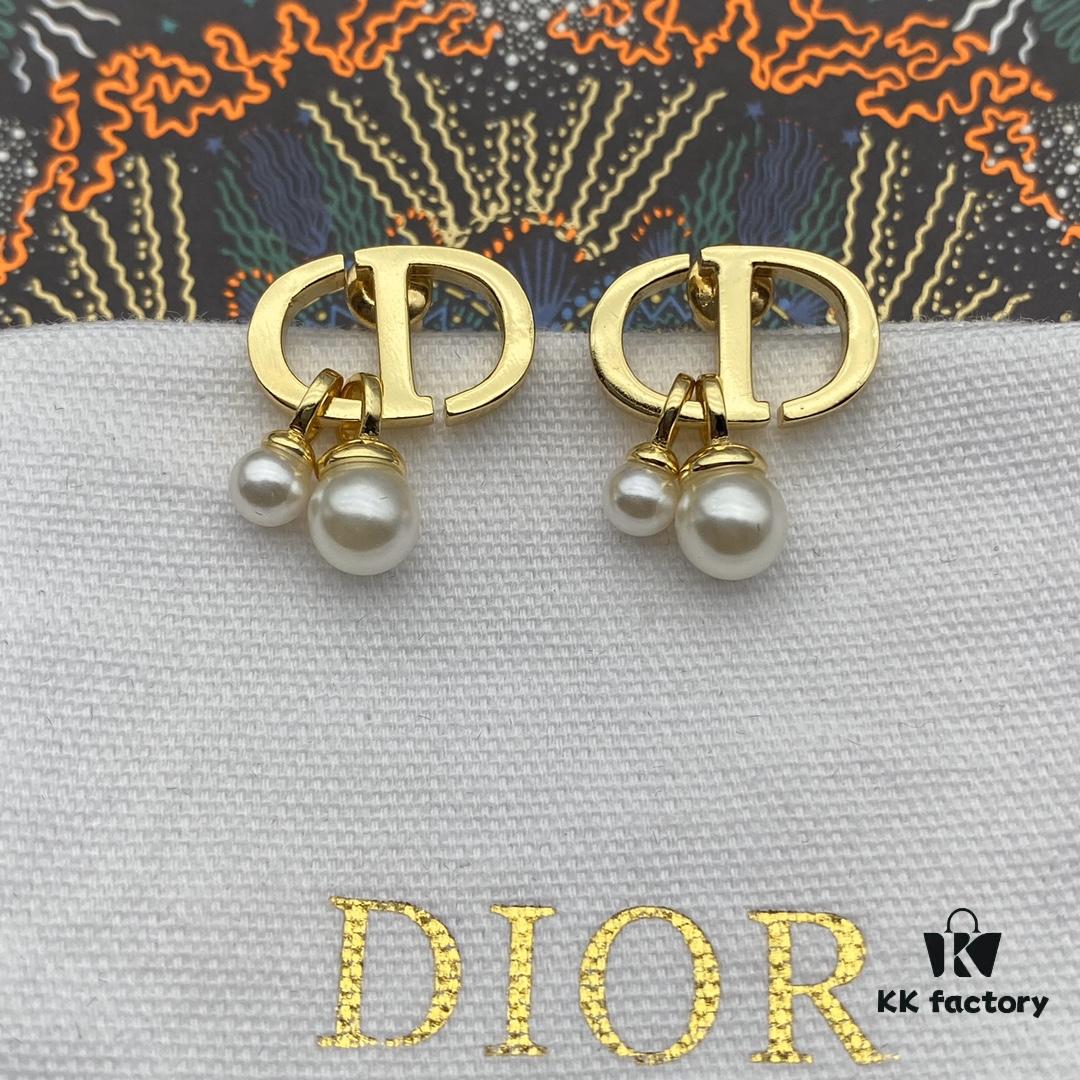 Dior CD Pearl Stud Earrings