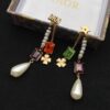 Dior Color Diamond Tassel Earrings Pearl Four-Leaf Clover Star Elements Swarovski Pearl Colored Crystal
