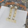 Dior Letter Square Diamond Pearl Stud Earrings
