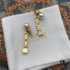 Dior Letter Square Diamond Pearl Stud Earrings