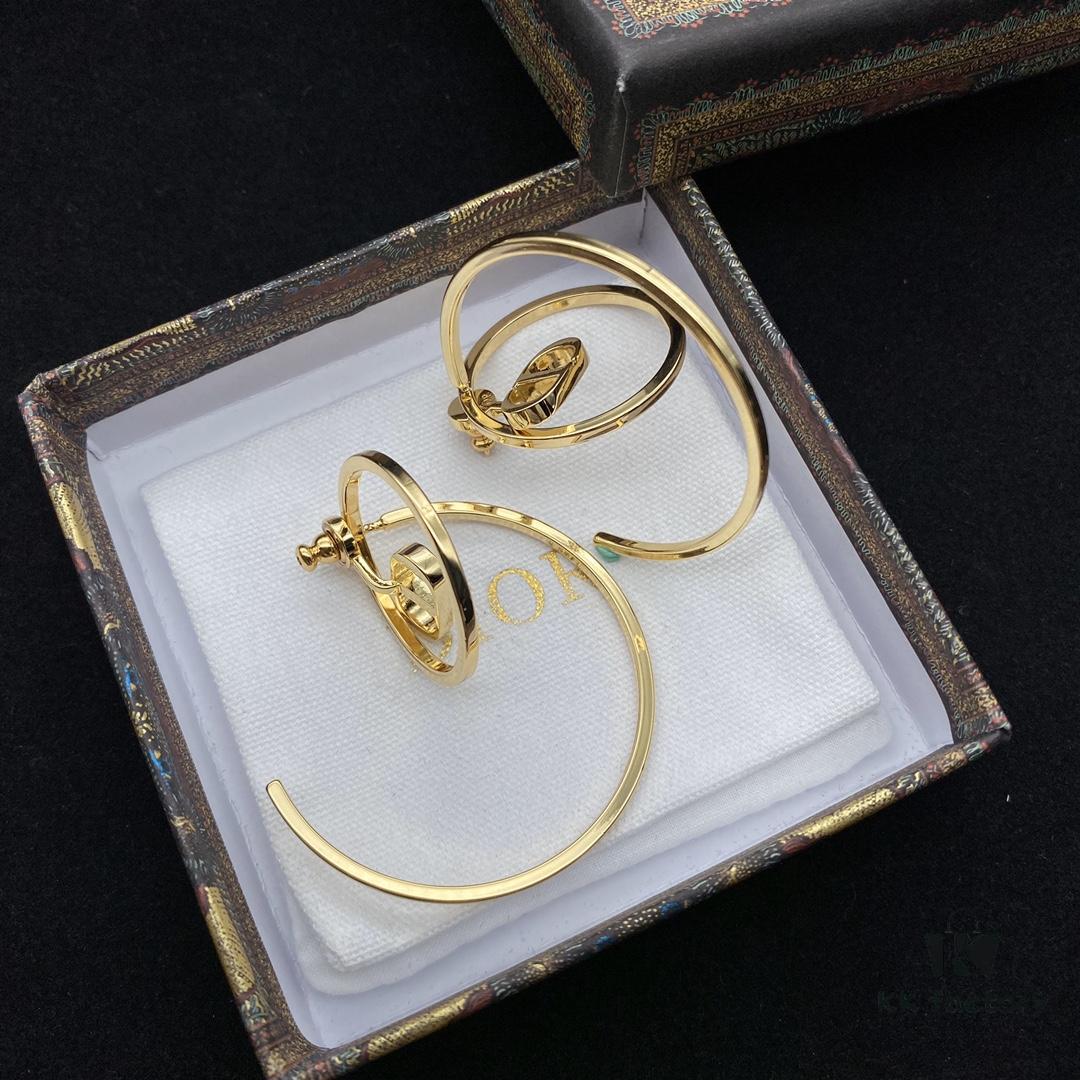 Dior CD Curved Hook Large Stud Earrings