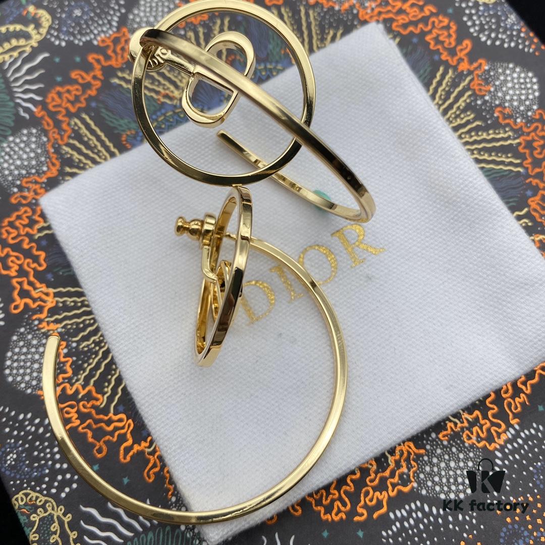 Dior CD Curved Hook Large Stud Earrings