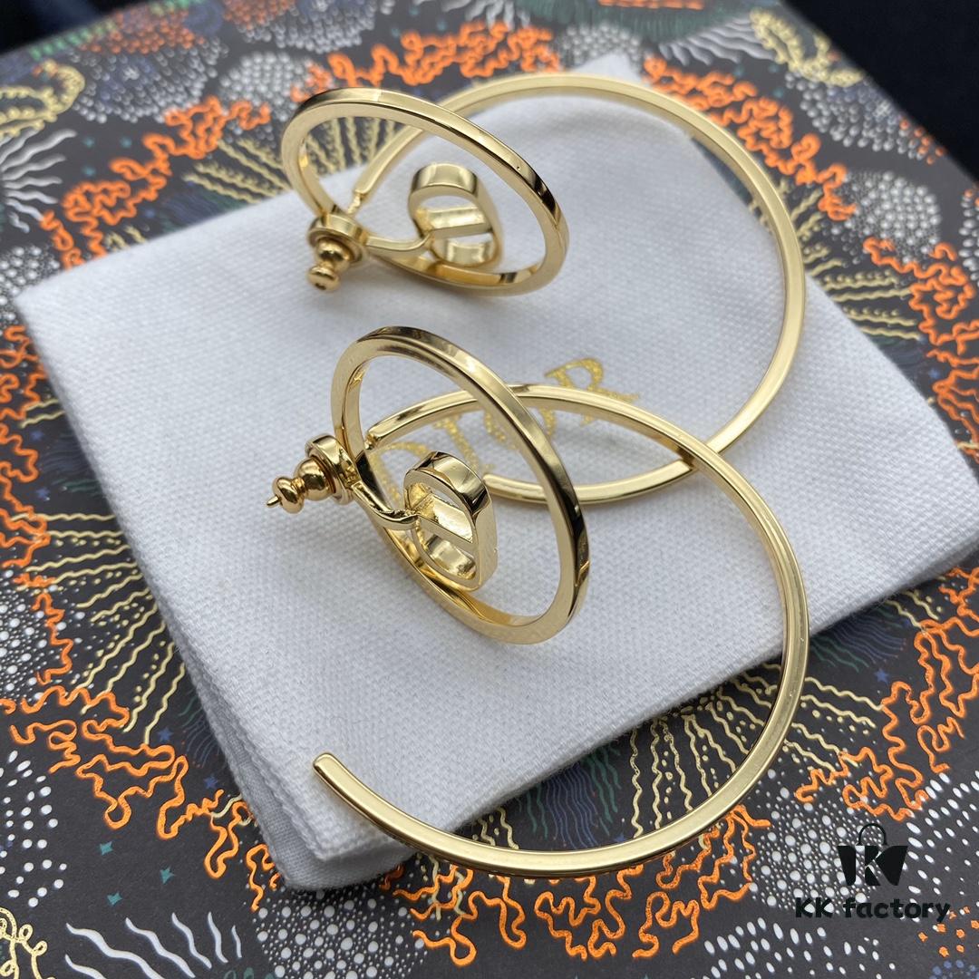 Dior CD Curved Hook Large Stud Earrings