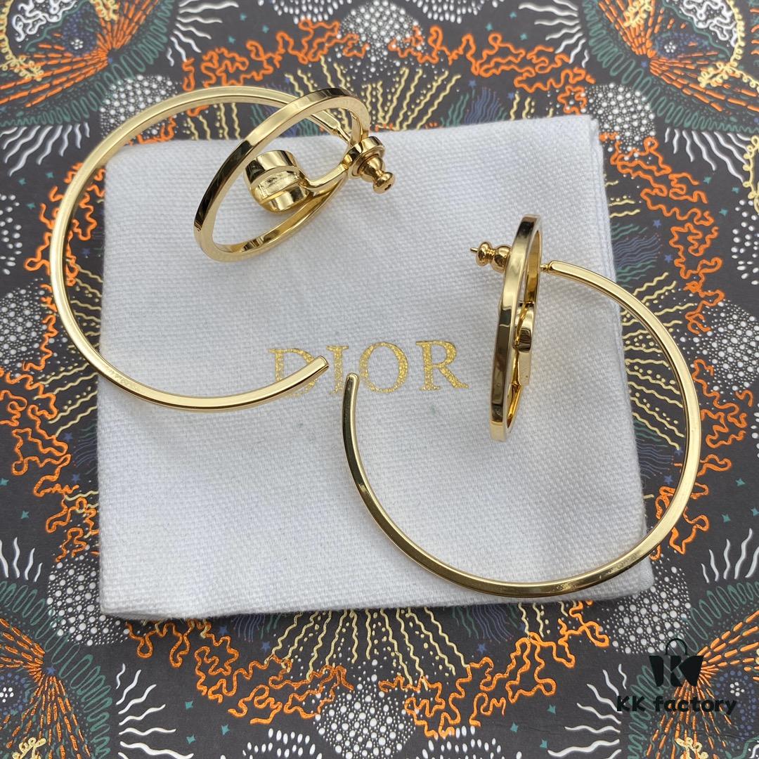 Dior CD Curved Hook Large Stud Earrings