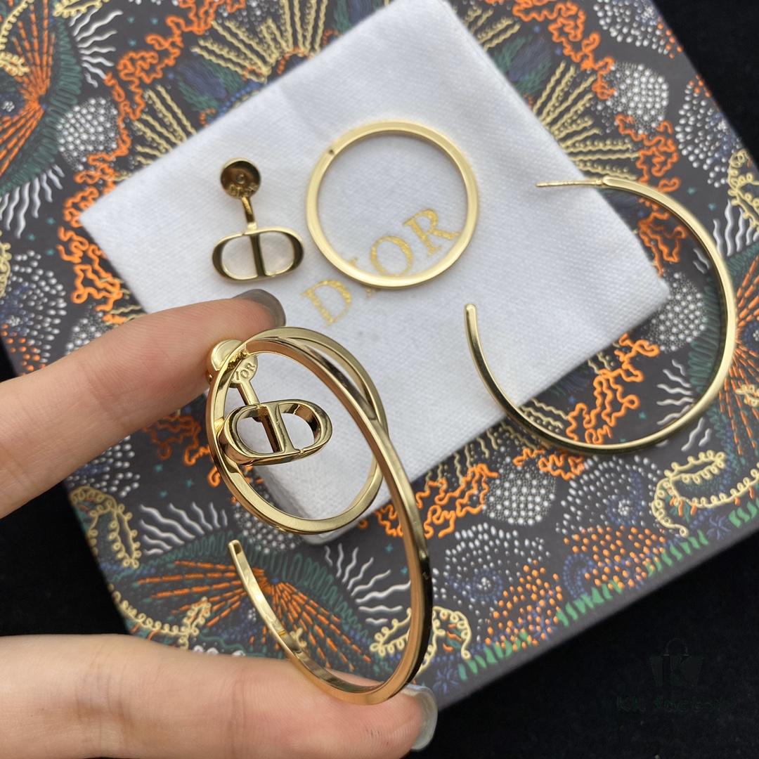 Dior CD Curved Hook Large Stud Earrings