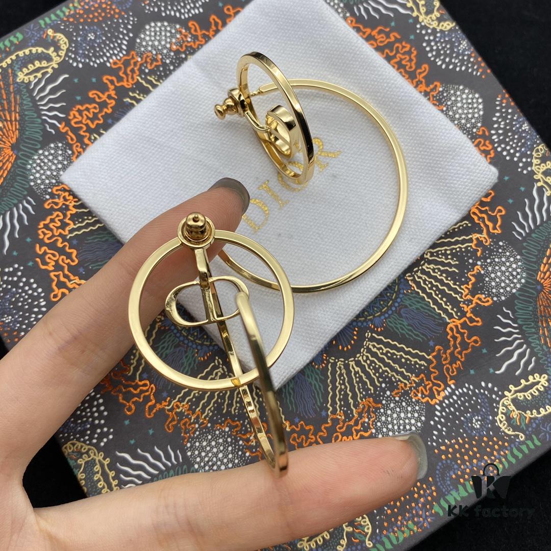 Dior CD Curved Hook Large Stud Earrings