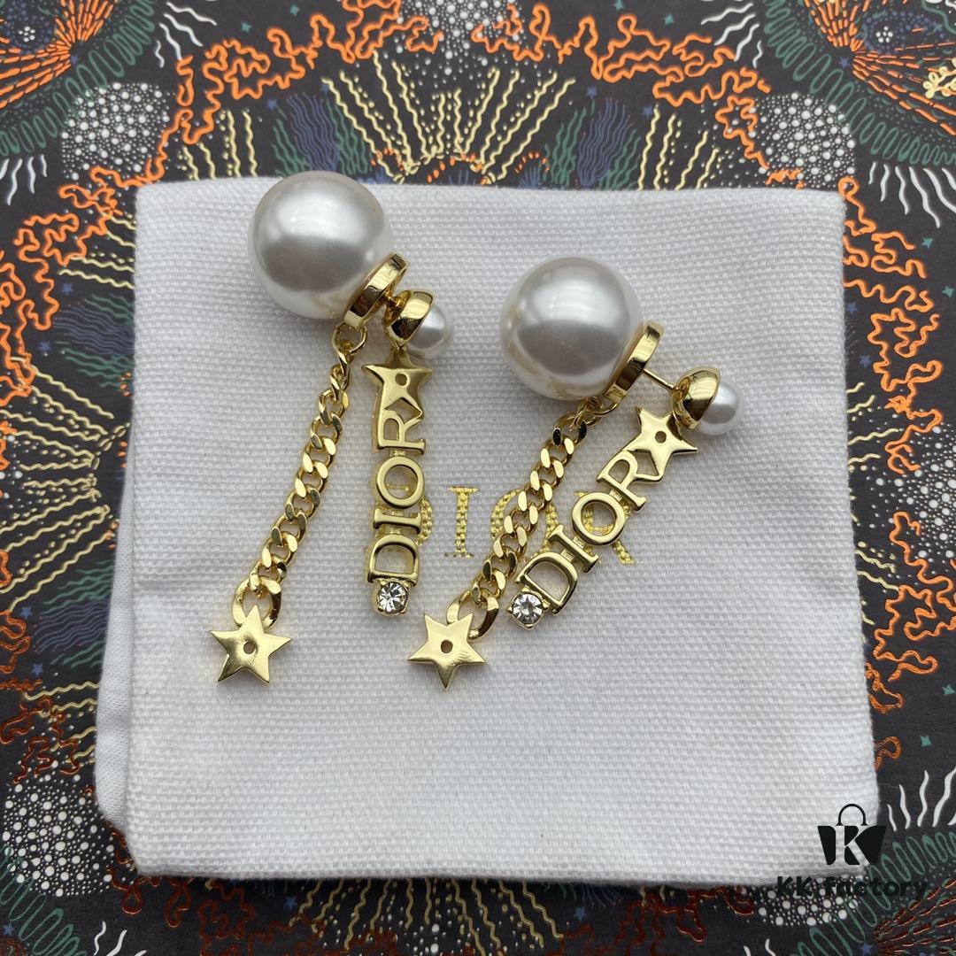 Dior Star Tassel Stud Earrings, Same Material, 925 Silver Pin