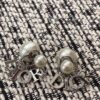 Dior Silver Letter Pearl Earrings