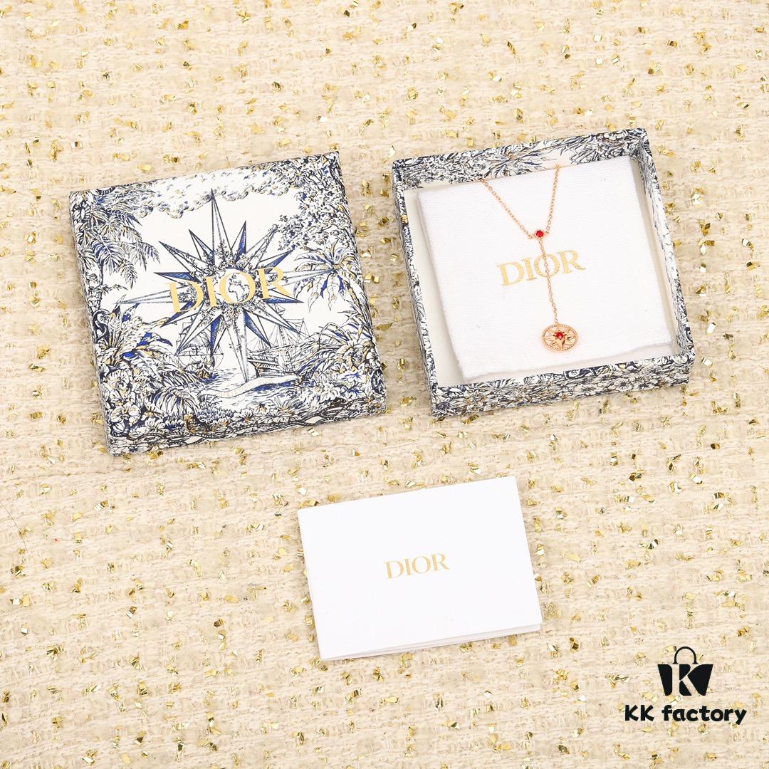 Dior Compass Diamond-Paved Pendant Necklace