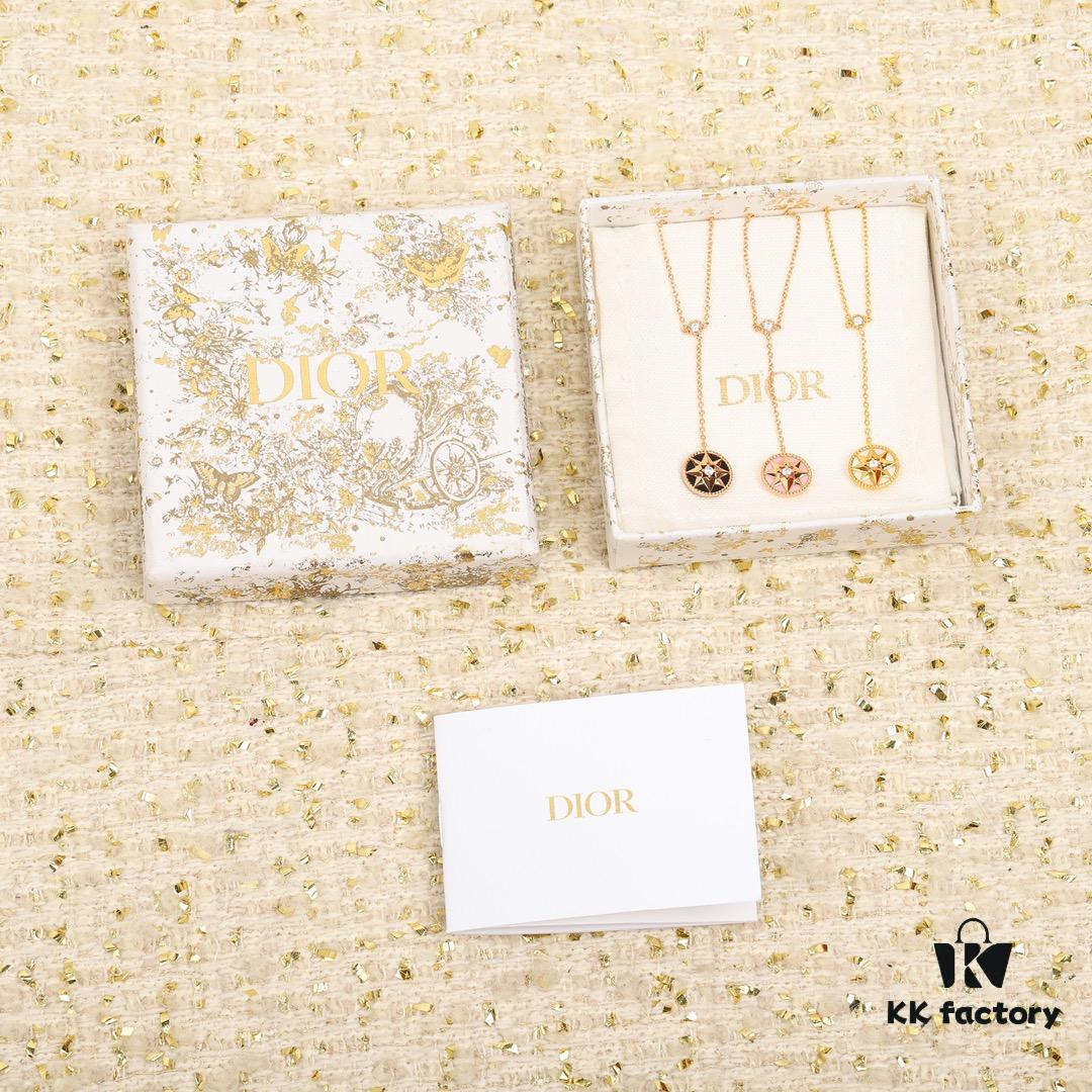 Dior Eight-Pointed Star Compass Diamond-Paved Pendant Necklace