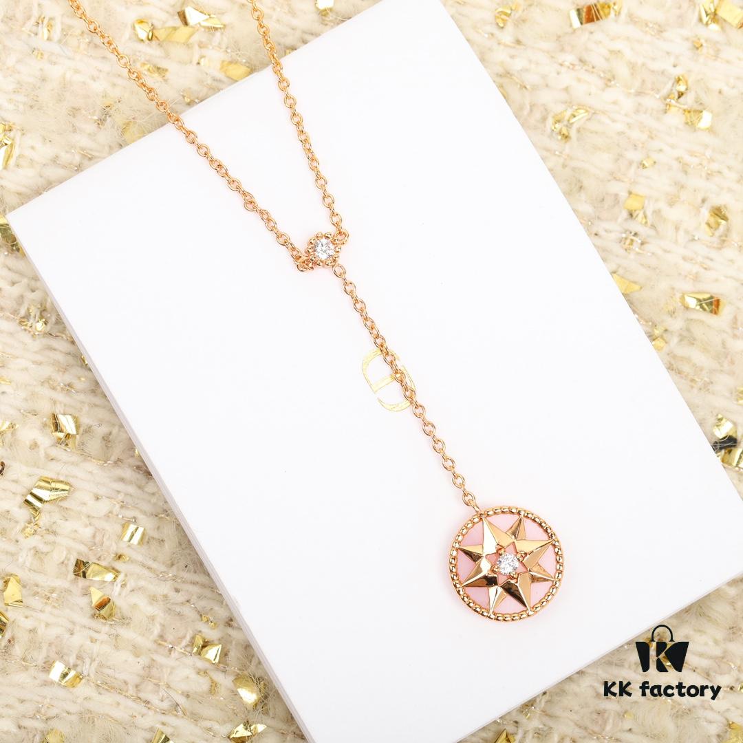 Dior Eight-Pointed Star Compass Diamond-Paved Pendant Necklace