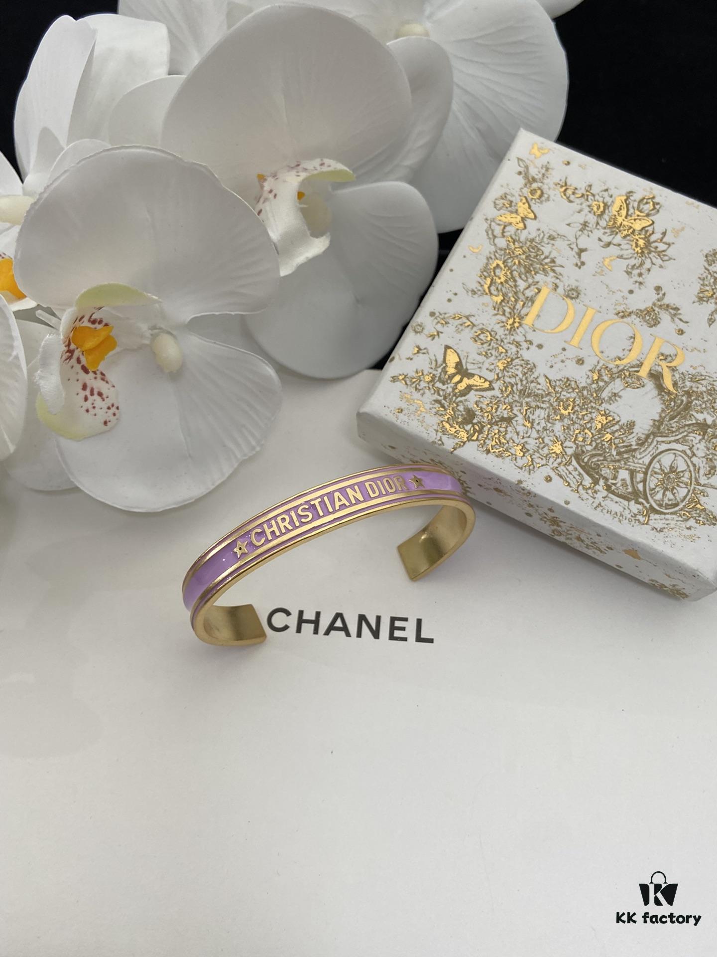 Dior 23 Year Code Amethyst Purple Enamel Diamond-Paved Ring Set with Bracelet