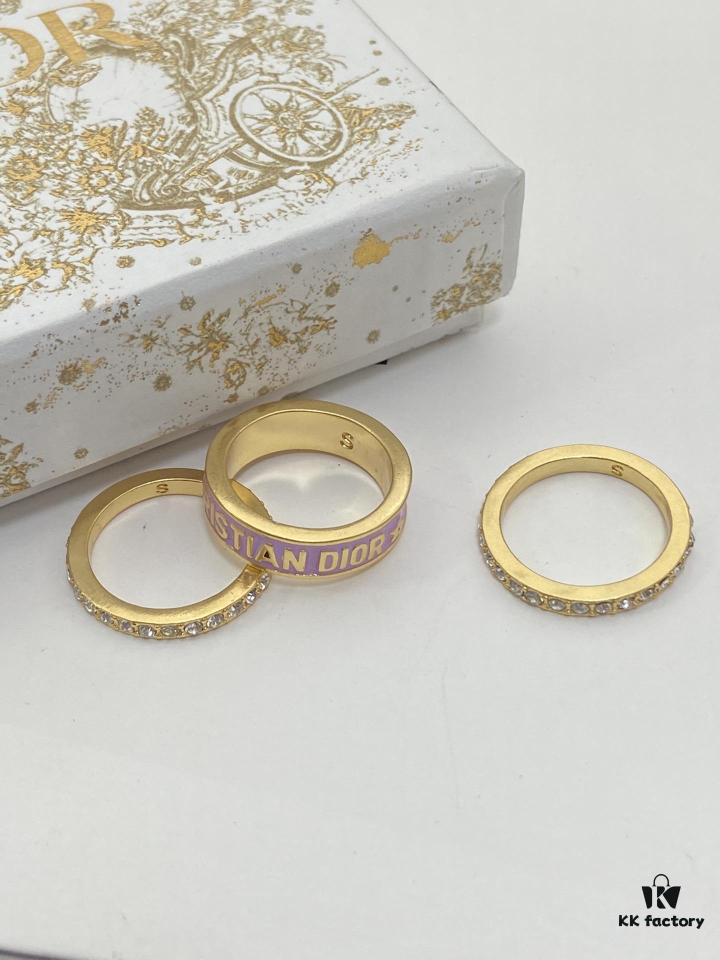 Dior 23 Year Code Amethyst Purple Enamel Diamond-Paved Ring Set with Bracelet