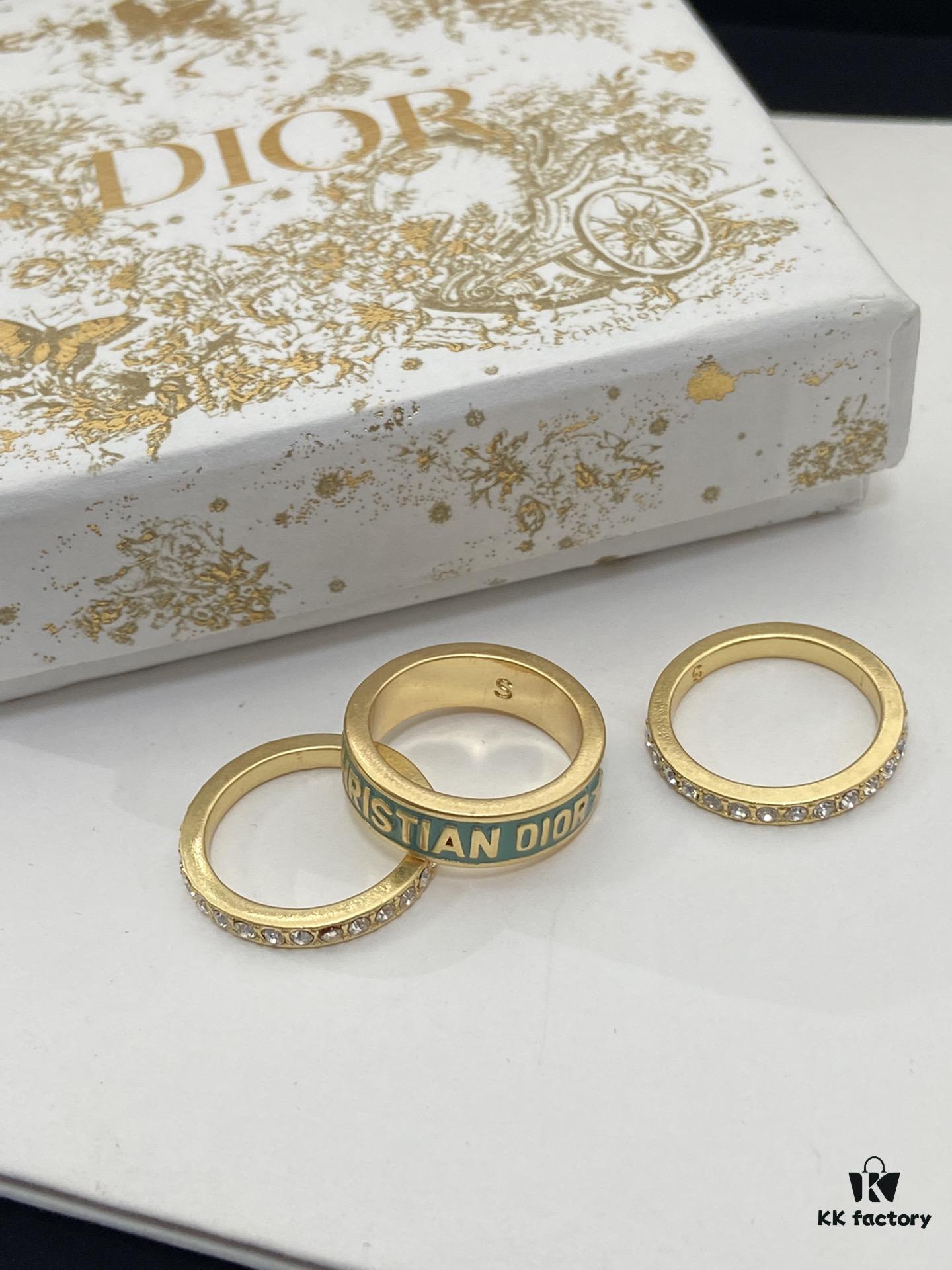 Dior 23 Code Enamel Green Diamond Trilogy Ring Set with Bracelet