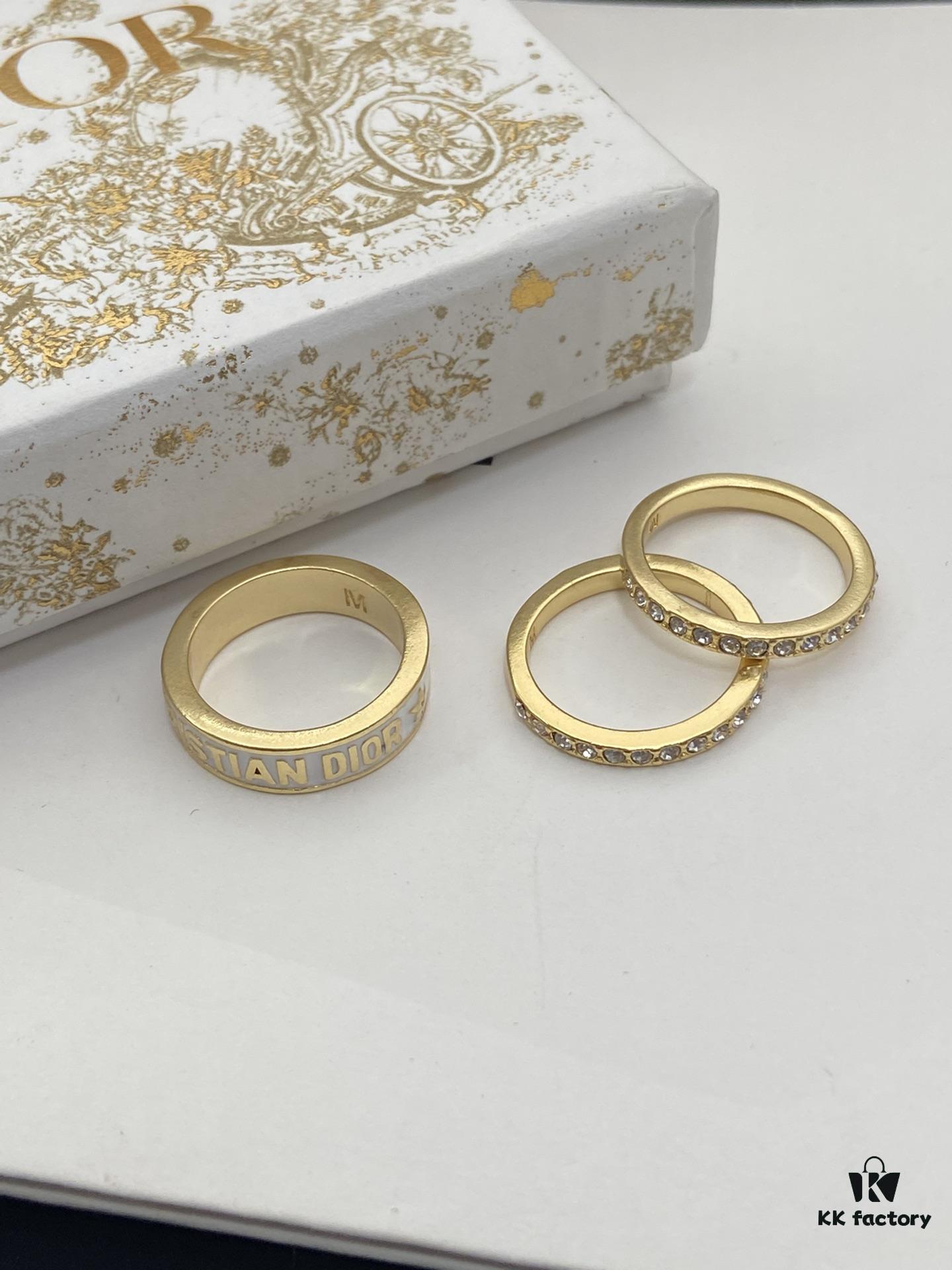 Dior 23 Code White Enamel Diamond-Cut Ring Trio with Bracelet