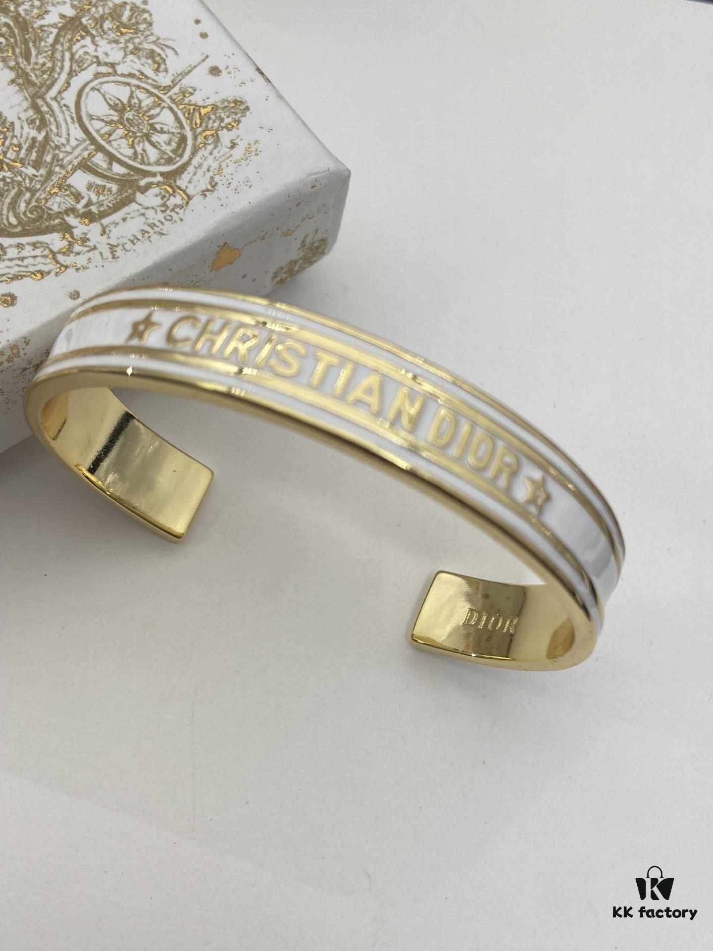 Dior 23 Code White Enamel Diamond-Cut Ring Trio with Bracelet