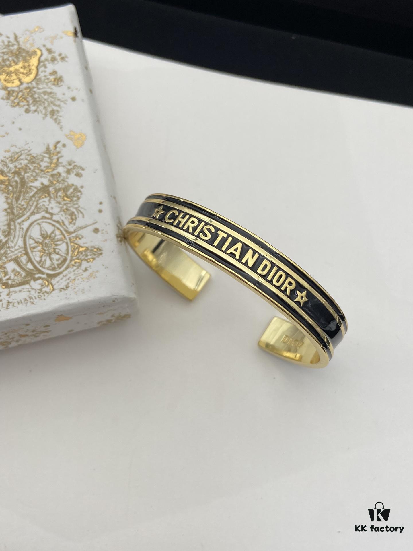 Dior 23 Code Black Letter Enamel Diamond-Paved Ring Trio Set with Bracelet 🖤