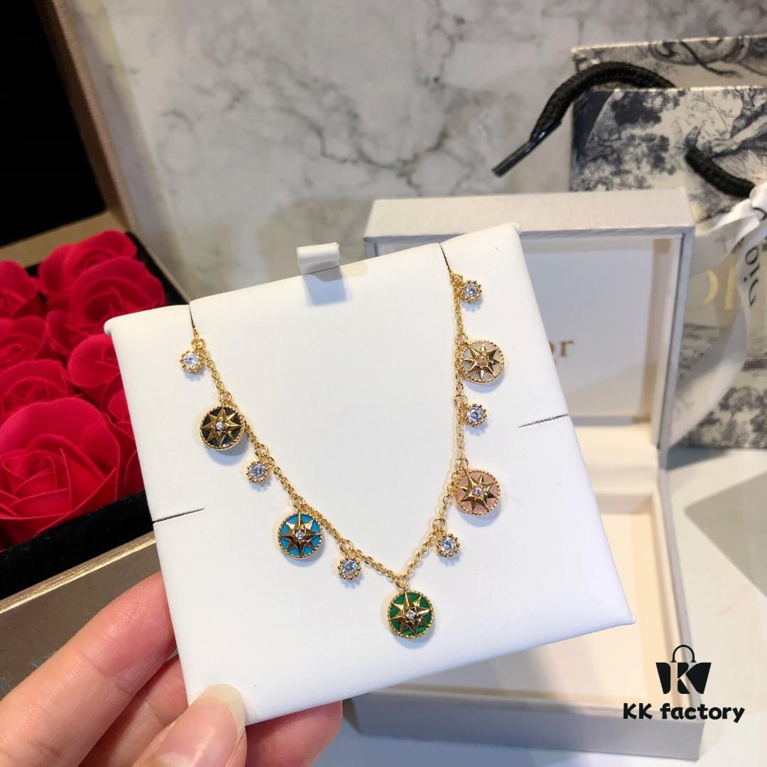 New Dior Compass Bracelet [Double-Sided] Dior Eight-Pointed Star Bracelet/Necklace/Earrings 💠 Ultra-Precise Craftsmanship 🌟 Dior Luxury Jewelry Rose des Vents