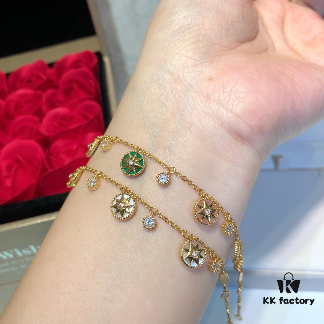 New Dior Compass Bracelet [Double-Sided] Dior Eight-Pointed Star Bracelet/Necklace/Earrings 💠 Ultra-Precise Craftsmanship 🌟 Dior Luxury Jewelry Rose des Vents