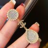 Xiaoxiang New Sunflower Earrings, Luxury Full Diamond Pearl Drop Design, Elegant and Stylish for Daily Wear