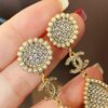 Xiaoxiang New Sunflower Earrings, Luxury Full Diamond Pearl Drop Design, Elegant and Stylish for Daily Wear