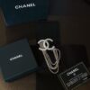 Xiaoxiang New Tassel Brooch, White Full Diamond Double C with Gold and Silver Chain, Elegant and Stylish Brooch with Rich Details, Beautiful When Worn, Genuine Quality Brass Material