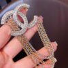 Xiaoxiang New Tassel Brooch, White Full Diamond Double C with Gold and Silver Chain, Elegant and Stylish Brooch with Rich Details, Beautiful When Worn, Genuine Quality Brass Material