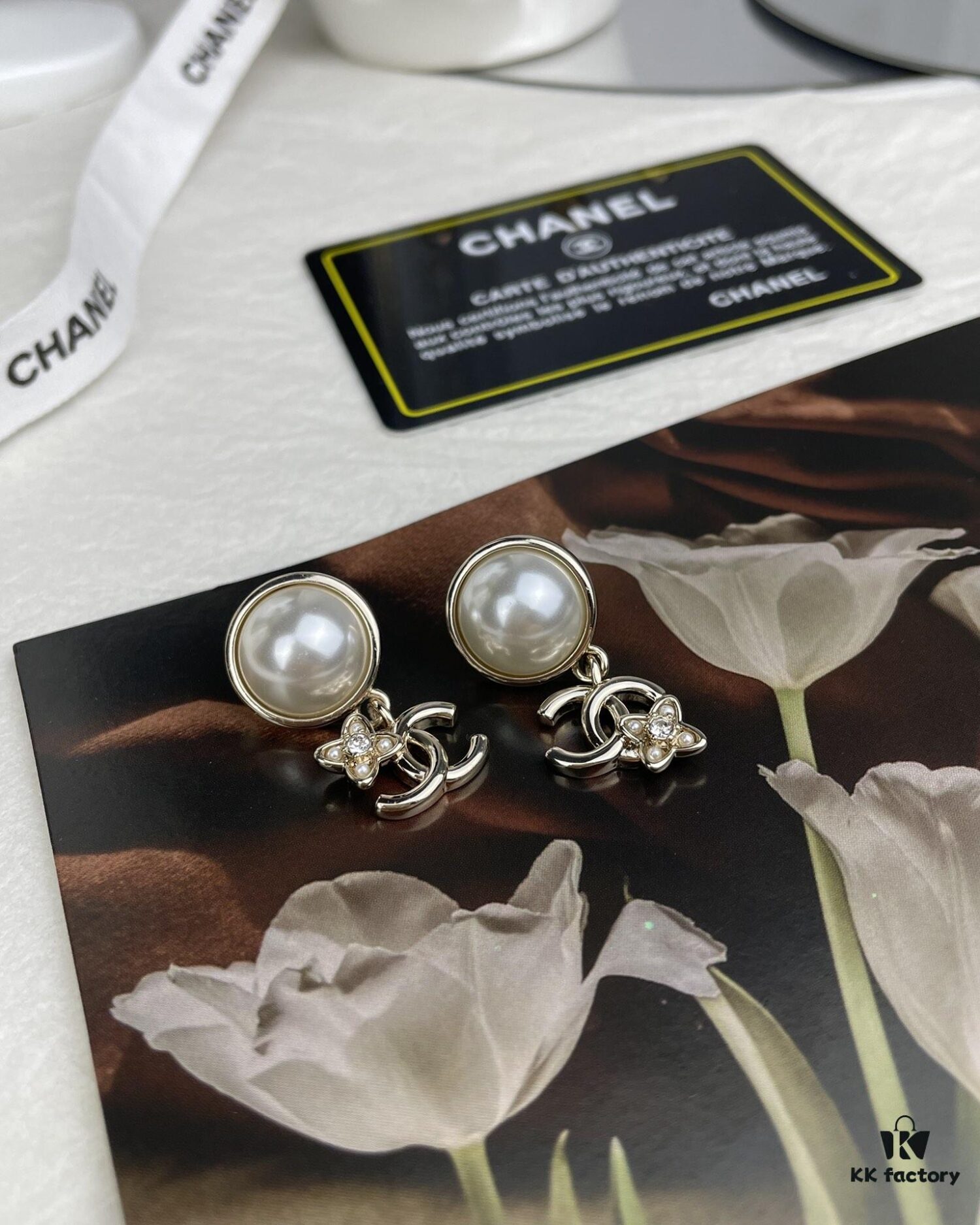 Chanel New Arrival Pearl and Floral Earrings