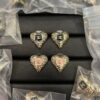 Xiaoxiang New Retro Style Black and Gold Pink Heart Stud Earrings