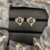 Xiaoxiang New Retro Style Black and Gold Pink Heart Stud Earrings