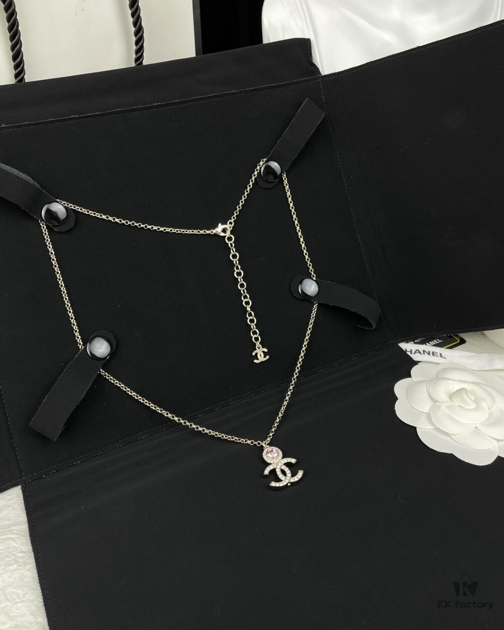 CHANE New Style Pink Round Diamond Collar Necklace Long Chain